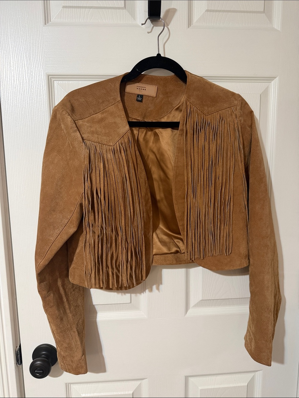 Blank NYC Cropped Fringe Suede Jacket - Brown